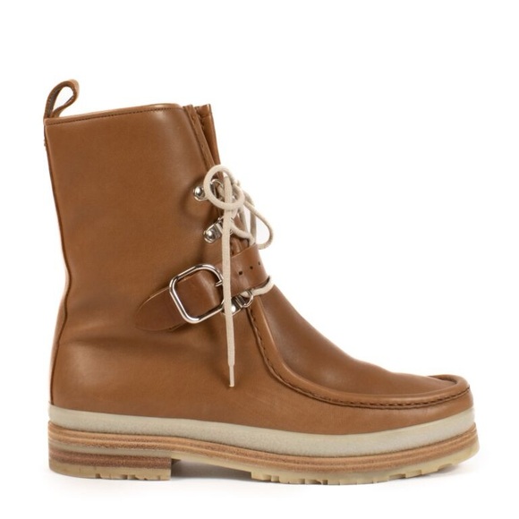 Hermès Bottines Veau shearling-lined boots in tobacco calfskin leather boots